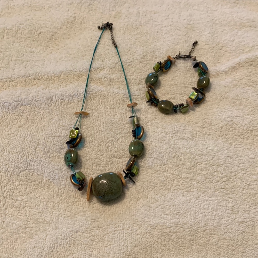 Blue/Green Choker and Bracelet